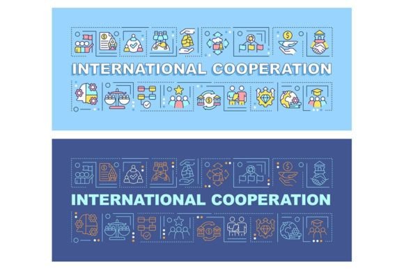 Enhancing Global Collaboration with International Cooperation Word Banners