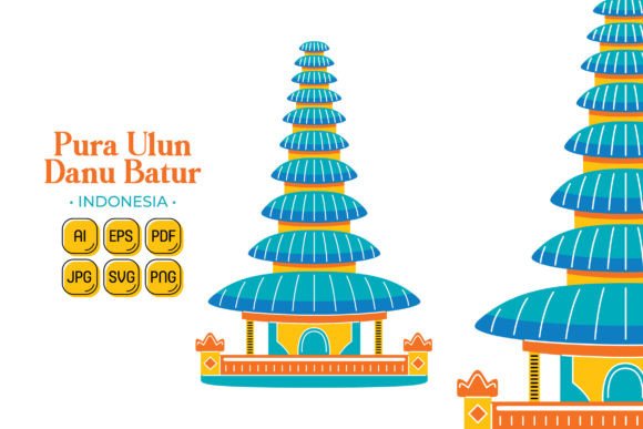 Explore Pura Ulun Danu Batur Vector Art