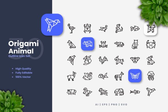 Origami Animal Icons: Versatile and Stylish