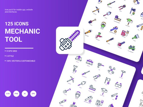 Stylish Mechanic Tool Icons for Modern Design