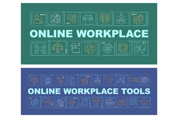 Transform Your Virtual Office with Online Workplace Word Concepts Banners