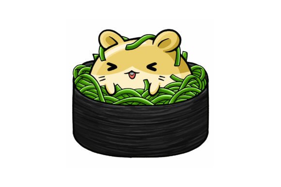 Unlocking Creativity with Cute Hamster Wearing Sushi Vector 02